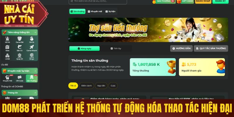 Dom88 phát triển hệ thống tự động hóa thao tác hiện đại